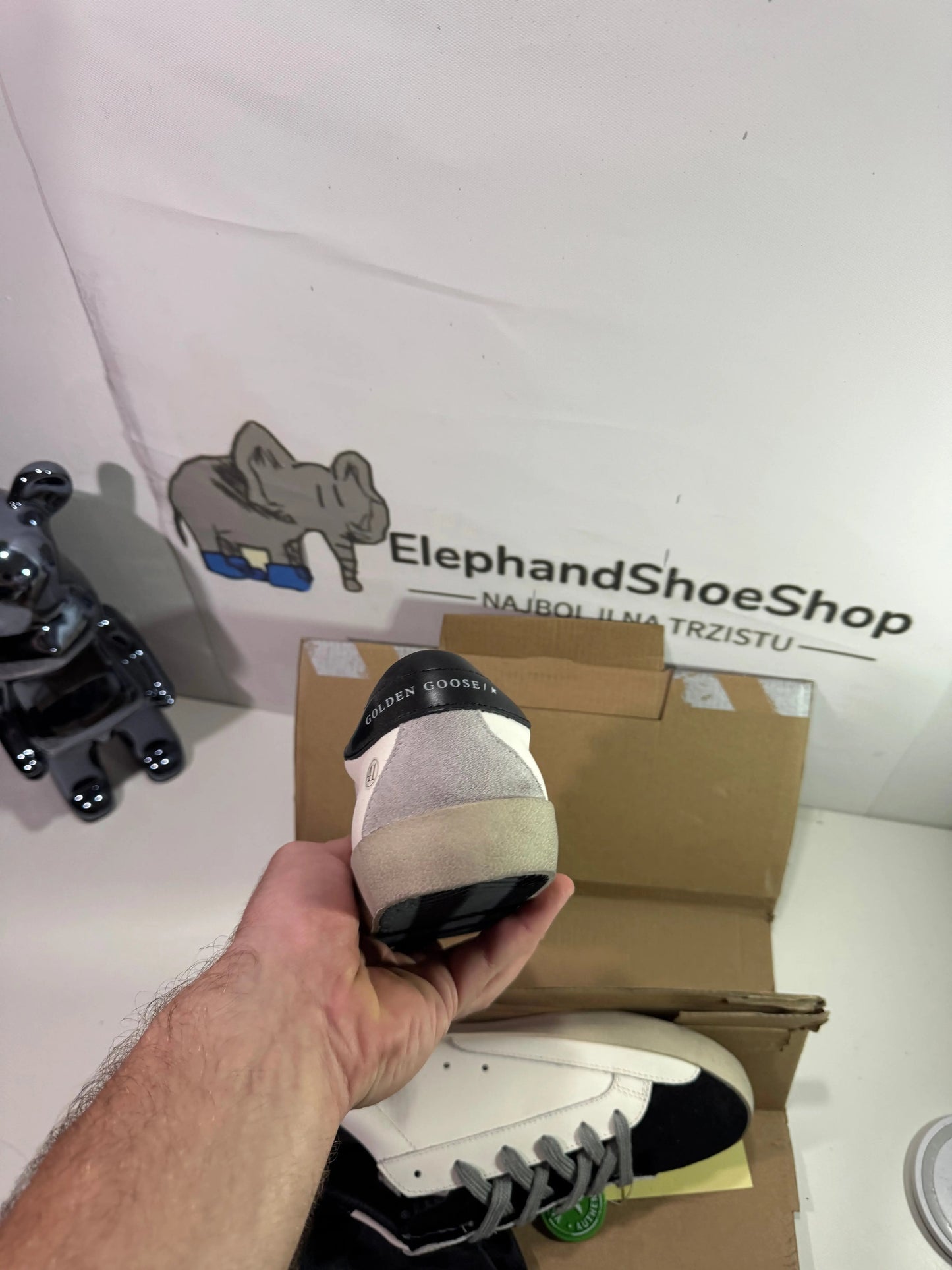 (CGolden Goose Black/White 2 tenisice — prednji prikaz