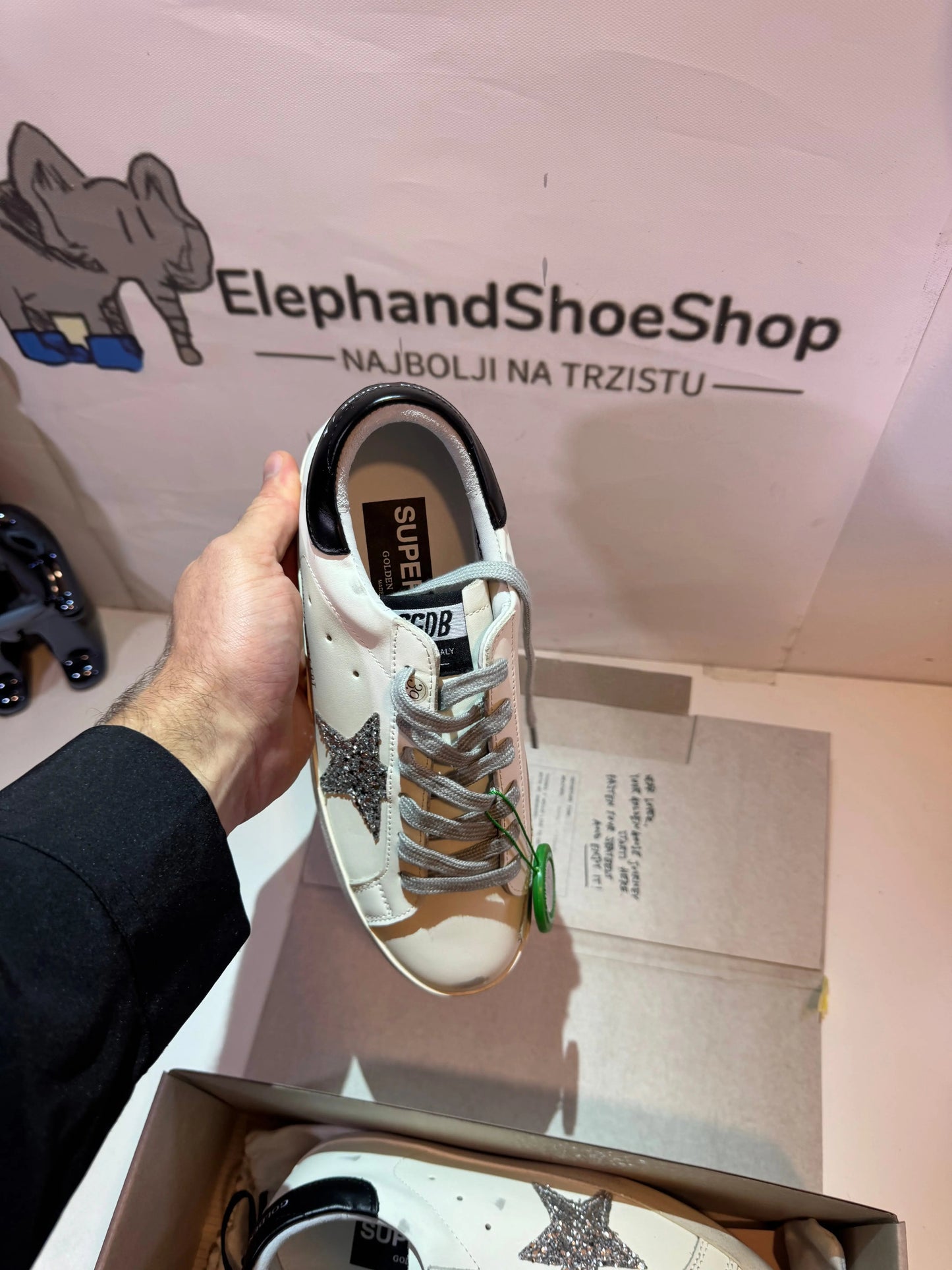 Golden Goose Silver/Black tenisice — gornji prikaz