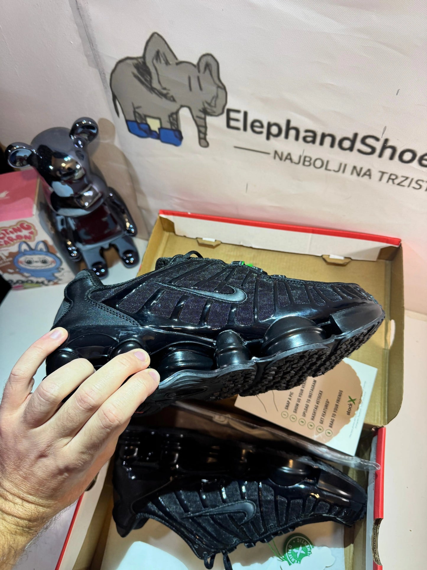 Shox Black tenisice — straga