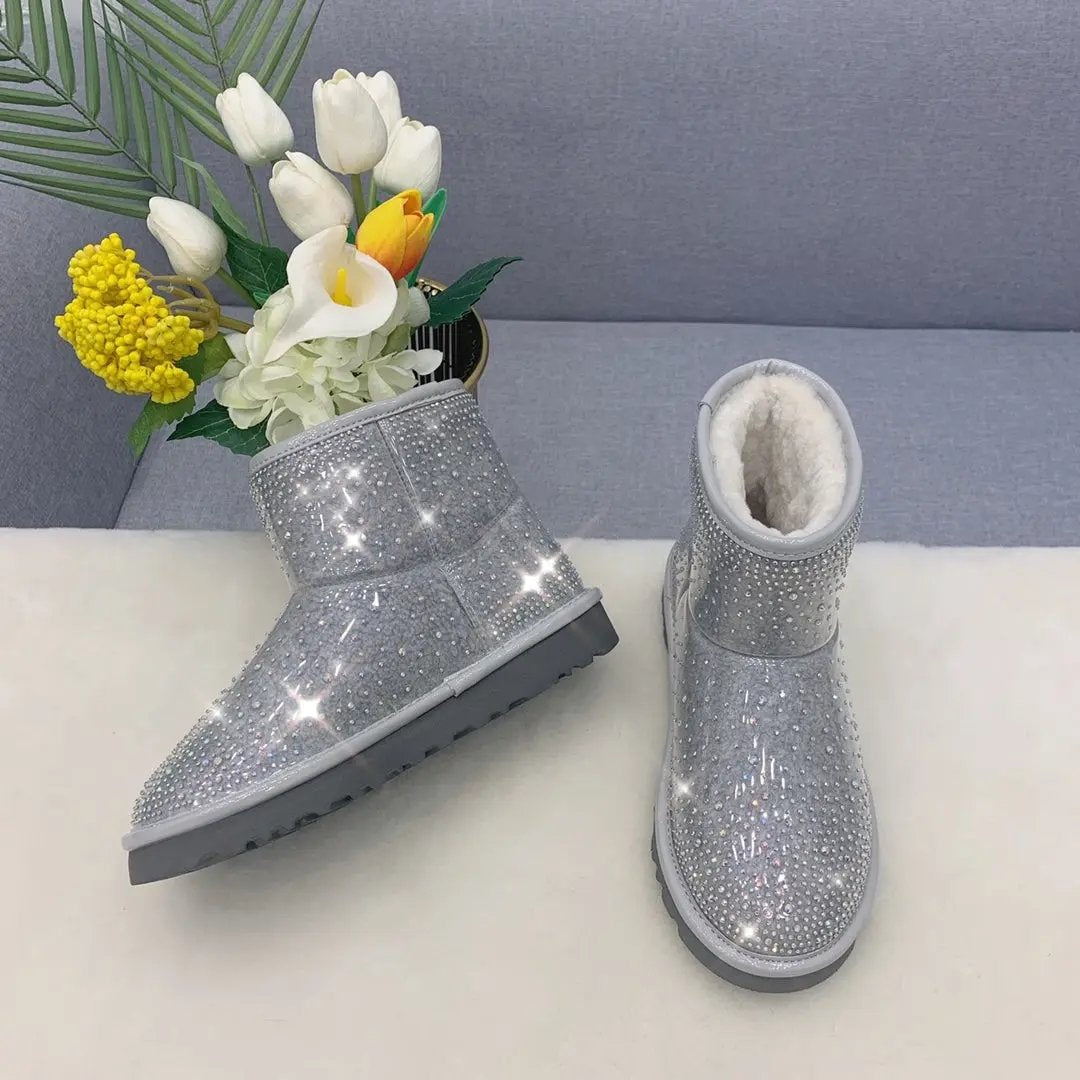 Ugg boots ultra mini silver crystal čizme — bočni prikaz