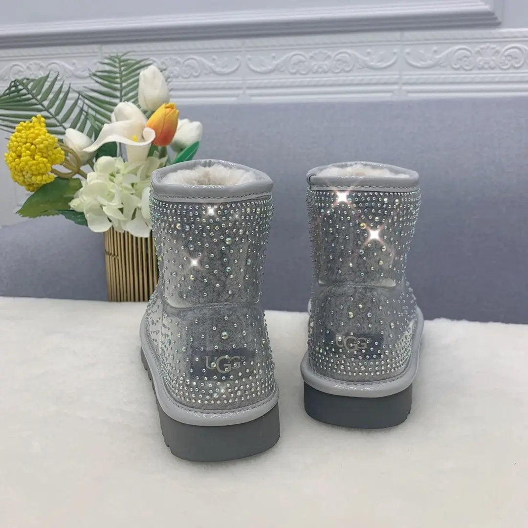 Ugg boots ultra mini silver crystal čizme — prednji prikaz