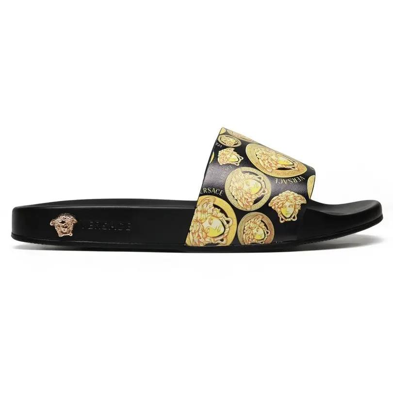Versace Slides Balck Gold tenisice — prednji prikaz