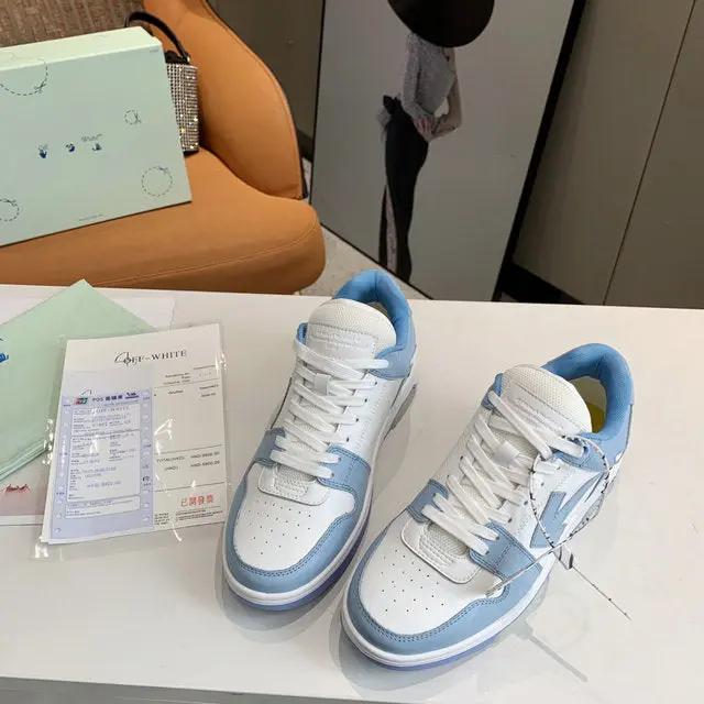 OFF-WHITE out the office baby blue tenisice — prednji prikaz
